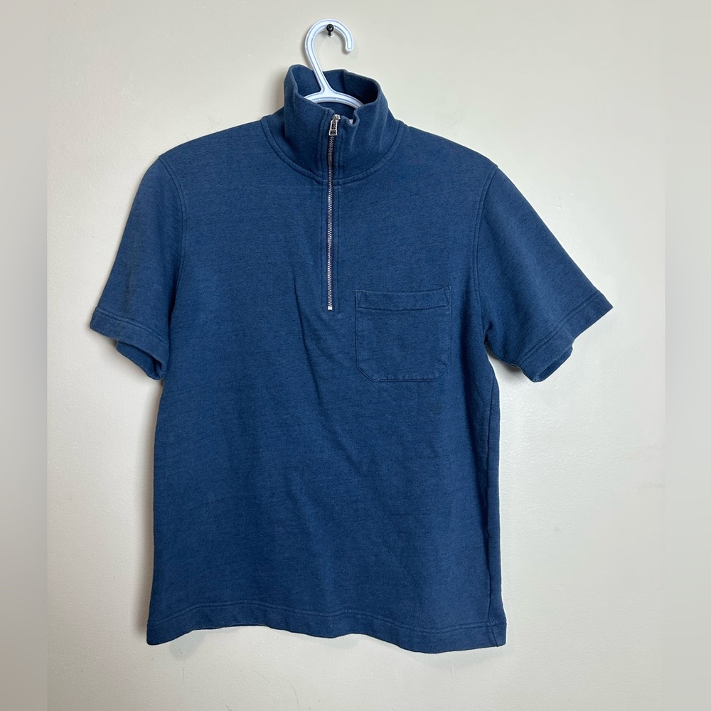 Norse Projects Size S Navy Short Sleeve Half-Zip Tee